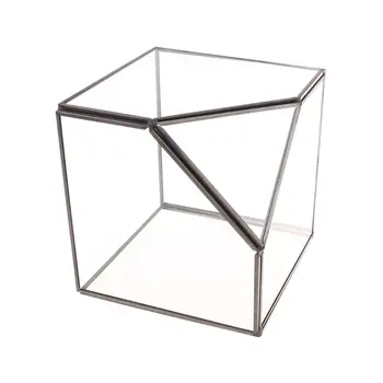 

Modern Glass Terrarium Storage Box Clear Glass Geometric Terrarium Succulent Plant Display Box, Decorative Votive Candle (No