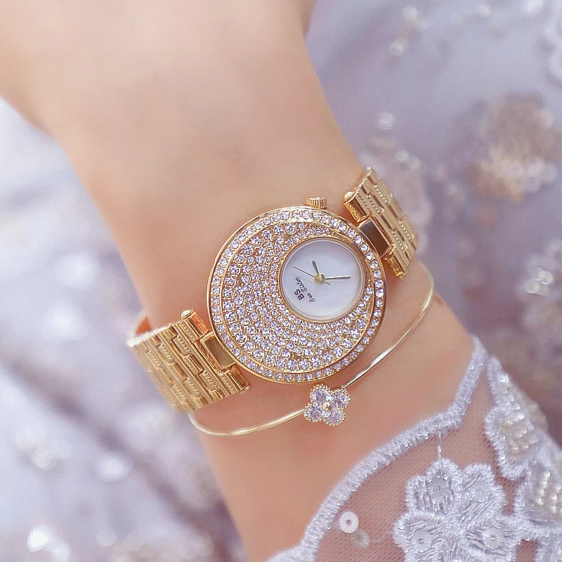 

Fashion BS Brand Elegant Ladies Diamond Dial Watch Women Simple Style Reloj Mujer 2019 Girl Fashion Casual Watch Zegarek Damski