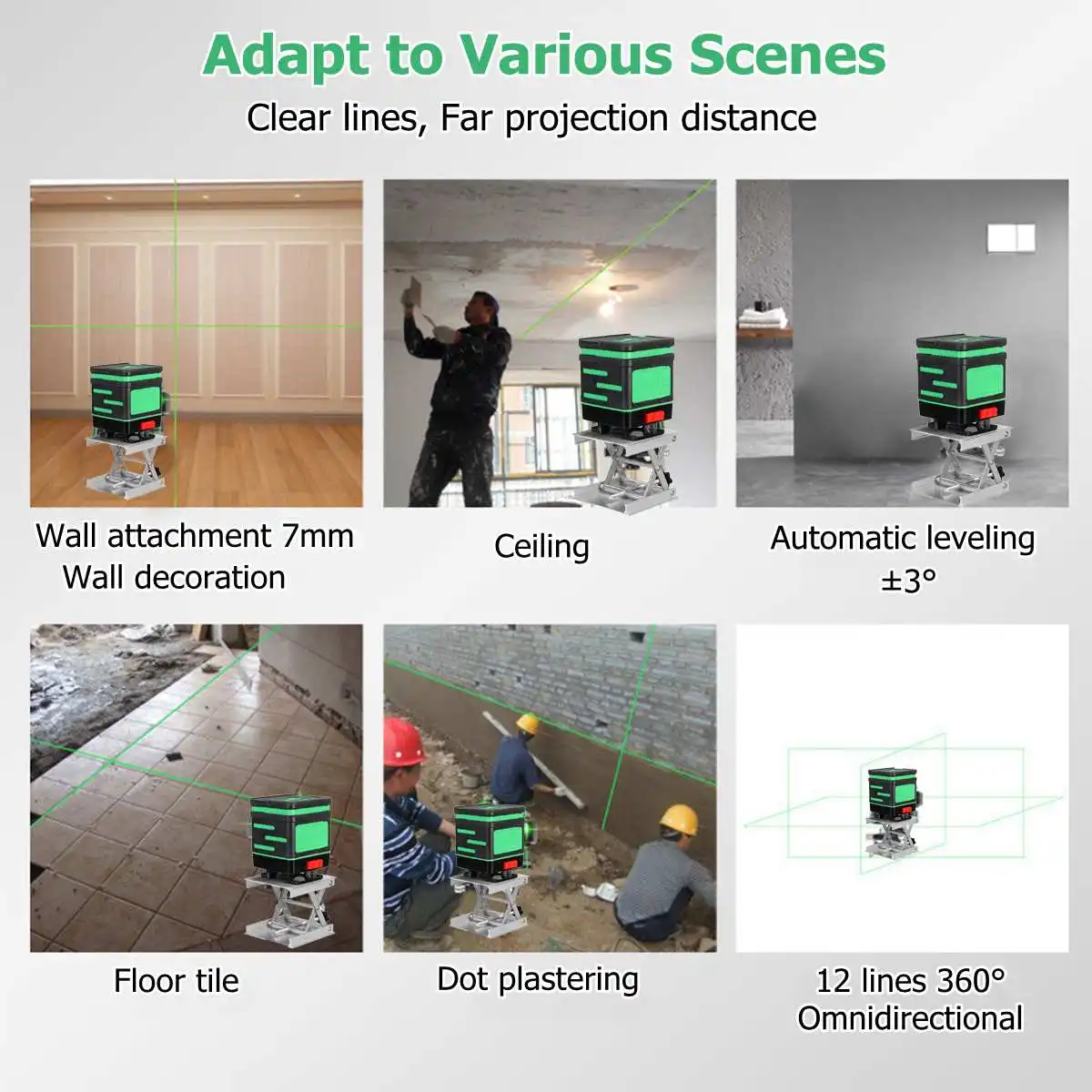 12 Lines 360 Degree 3D Laser Level Measuring Devices Line Rotary Horizontal And Vertical Cross Laser Level with Remote Control