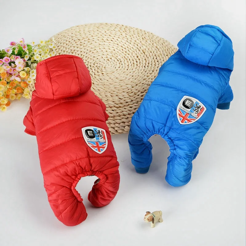 

Thickening Cotton Pet Warm Down Jacket Winter Dog Clothes Pet Dog Jumpsuit Four Legs Hoodie for Puppy Dogs