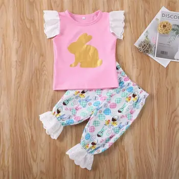

Pudcoco Newborn Baby Girl Clothes Cartoon Rabbit Print Short Sleeve T-Shirt Tops Long Pants 2Pcs Outfits Clothes Cotton