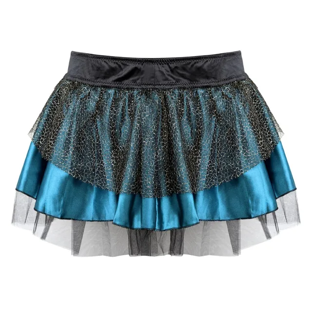 Women Sexy Mini Tutu Skirt Multilayer Mesh/Tulle/Lace/Floral Decoration Mini Pleated Skirts Fashion Dance Skirt Plus Size S-6XL 7024blue