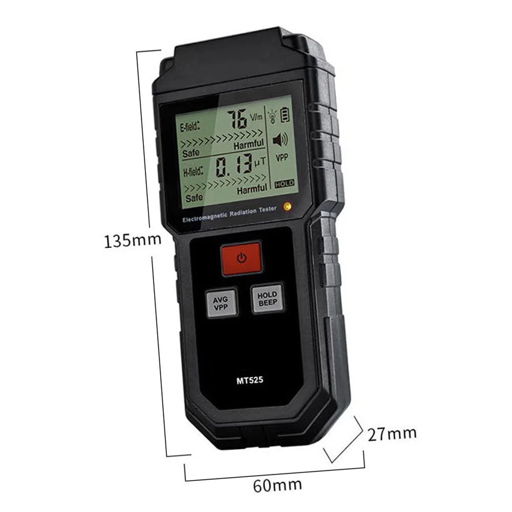 

Detector Radiation Meter Electromagnetic Geiger Locking Sound MT525 Light LCD Alarm Digital 9V Counter