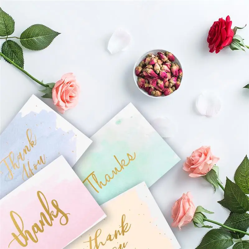  48PCS Birthday Thank You Greeting Cards with 48PCS Envelopes Bronzing Greeting Card Invitation Card - 4000465339396