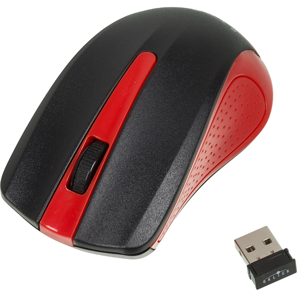 Мышь OKLICK 485MW, беспроводная, USB, черный и красный