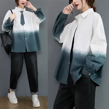 

COIGARSAM Loose Shirt Womens tops New Women Shirts Tie 1008