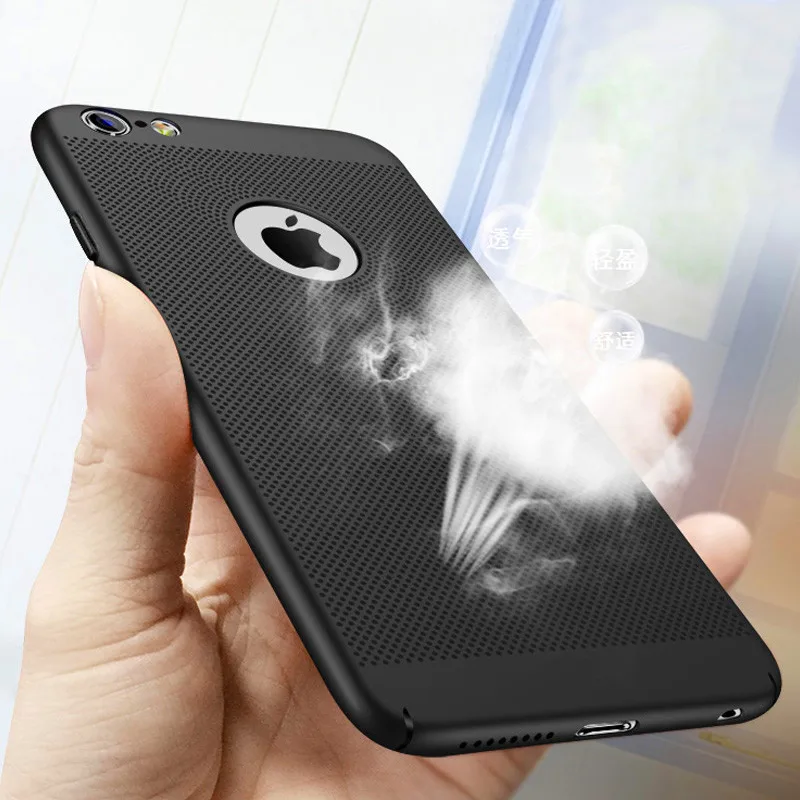 

Ultra thin PC Case for iPhone 5 5S 6 6S 7 8 Plus Luxury Hollow Heat Dissipation Breathable Cover on for iPhone X XR XS Max Case