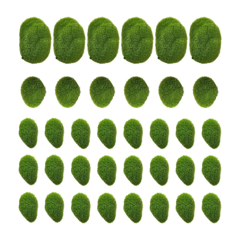 36 Pieces 3 Size Artificial Moss Rocks Decorative, Green Moss Balls for