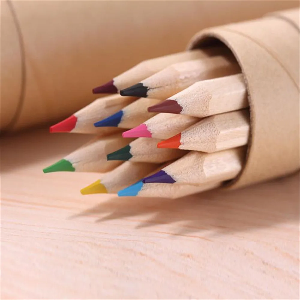 

20# 1set Cute Color Small Pencil Wooden Colored Pencil With Pencil Sharpener For Kids Girls Gift Back To School Stationery