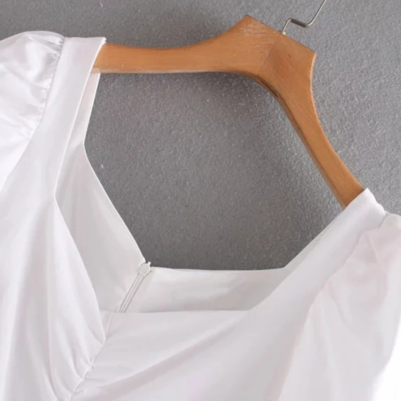 Solid Women Square Collar Lantern Sleeve Mini Dress Autumn Leisure Lady Pleated Slim Dresses D3659