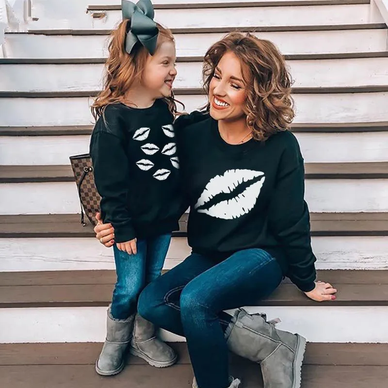 

New Family matching clothes pure cotton print Christmas pullovers for Mum and Daughter Christmas outfits mommy and me top winter