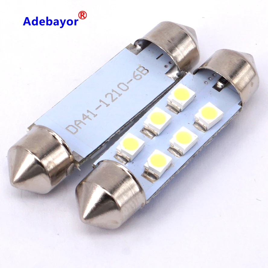 Adebayor 1000x яркий белый купол фестон светильник c5w C10W led 3528 1210 6 SMD 41 мм авто двери светодиодные лампы для чтения бардачок светильник