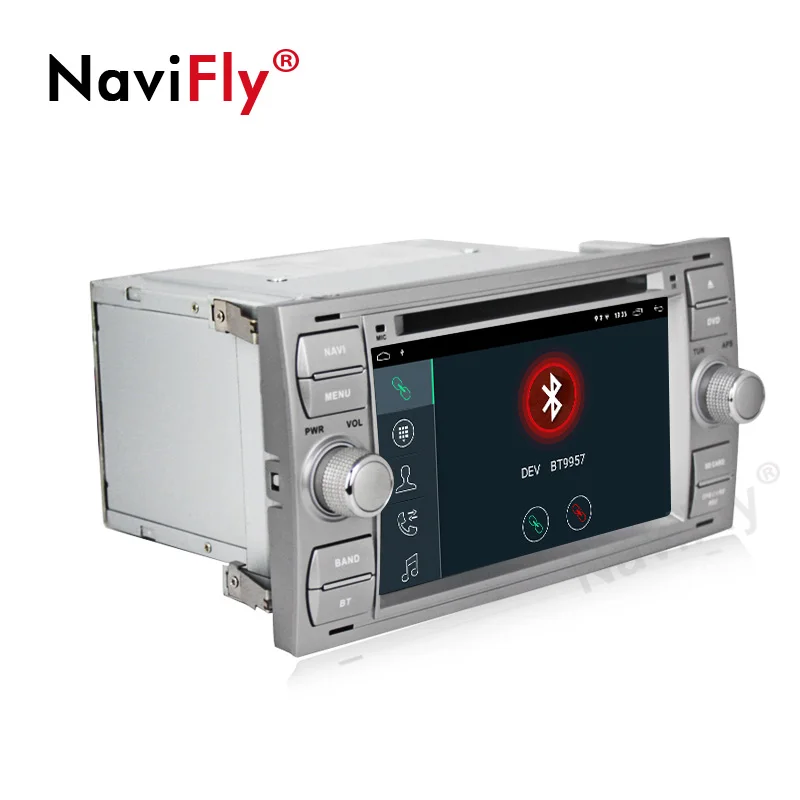 Best Navifly Android 9.1 Quad core 32G ROM Car Multimedia player for Ford Focus Kuga Transit Silver with free shipping 4G wifi RDS HD 3