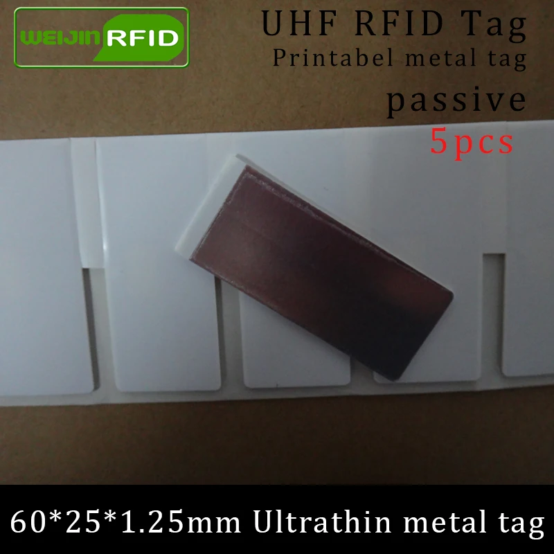 Ультратонкая металлическая бирка UHF RFID 60*25*1 25 мм 915 МГц 868 Impinj NXP ISO18000-6C EPC 5 шт.