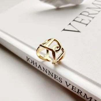 

925 Sterling South Korea Interlocking Ring Women's Forefinger Ring Joints Ring Ornament Decoration Ring