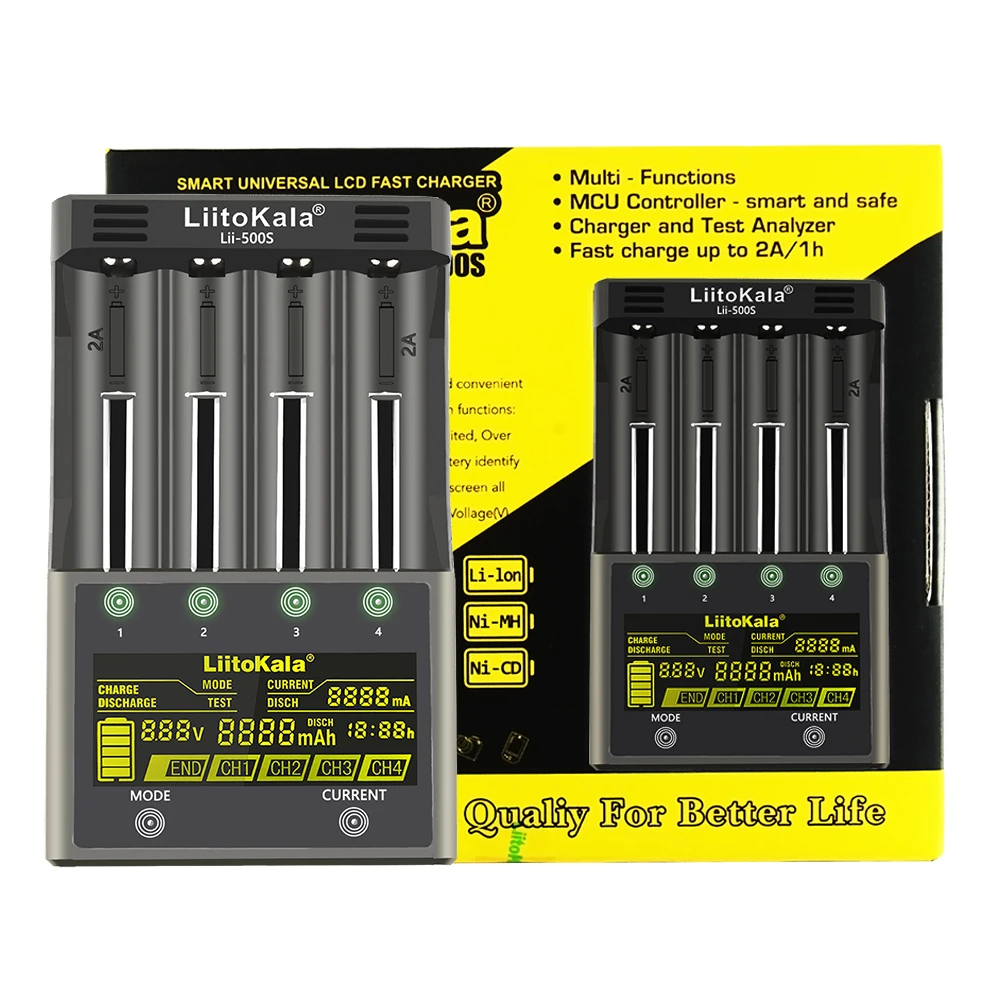 Battery Charger LiitoKala lii-500S lii-500 lii-600 3.7V 1.2V 18650 26650 21700 with Screen