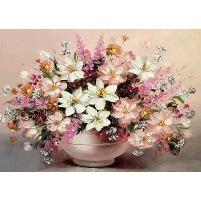 5D DIY diamond painting flowers in a vase Full Drill Diamond Embroidery Cross Stitch Needlework Mosaic Crafts Home Decor Gift | Дом и сад