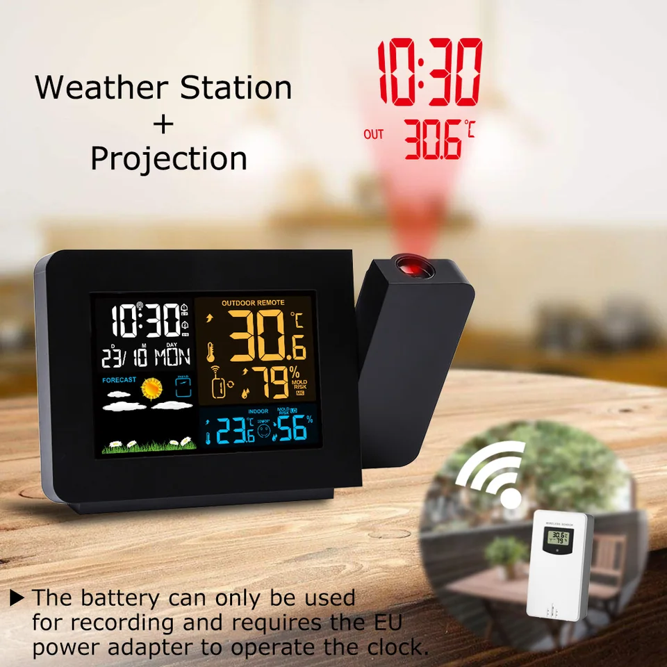 FanJu 3356 Weather Station Clock Temperature and Humidity with Outdoor Sensor
