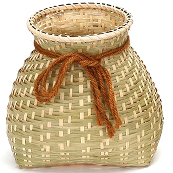 

Creative Handmade Natural Bamboo Weaving Storage Basket Container for Snack Candy Food Small Flower Pot Rattan Decoration L