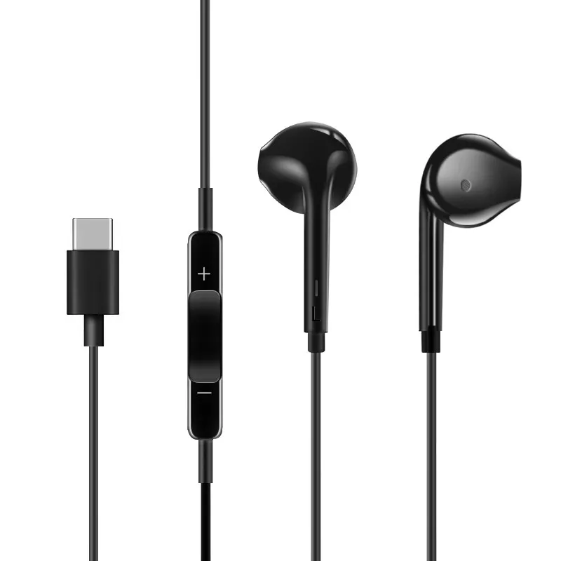 Type C Black Hi-Res Тип C тяжелый бас звук проводные наушники-вкладыши спортивные наушники с микрофоном Регулятор громкости для Xiaomi huawei мобильный телефон - Цвет: Type C Black