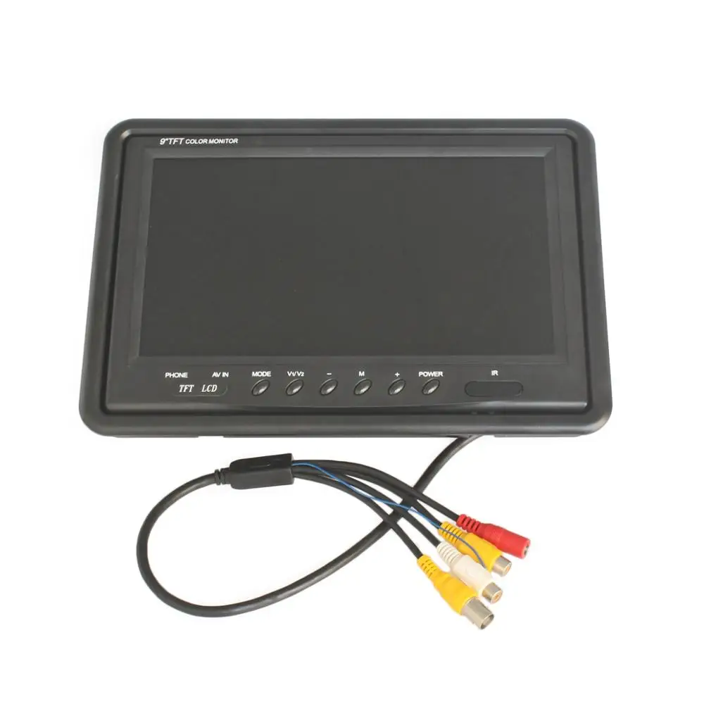 DIYKIT 9 inch TFT LCD Car Monitor Display Car Reverse Rear View Monitor Screen with BNC / AV Input Remote Control DVD VCR