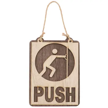 

1pc Push-and-pull Door Sign Wooden Door Hanging Sign Creative Sign Board Indicator Sign for Cafe Restaurant Tea House (Sqaure PU