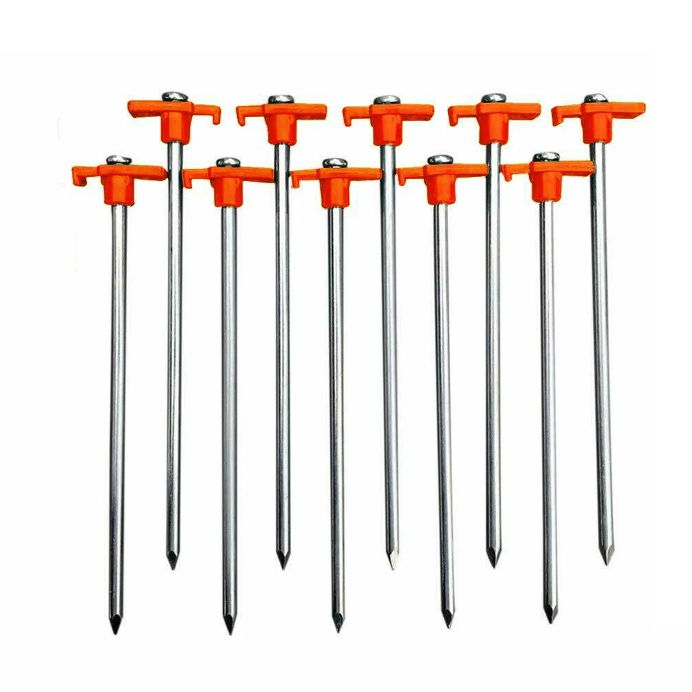 10 Pcs/pack Ground Durable Rustproof Canopy Stakes Galvanized Nails Hiking Beach Outdoor Camping Awning Fixing Tent Pegs Picnic