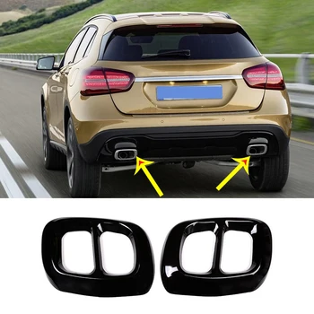

2Pcs Car Black Stainless Steel Tail Throat Exhaust Pipe Muffler Tip Trim Cover for Mercedes Benz GLB 2020