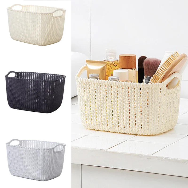 Pp Storage Basket 29.5*22.5*16.5cm Large Volume Cosmetics Space Saver Home Sundries Basket Excellent 3 Color Table