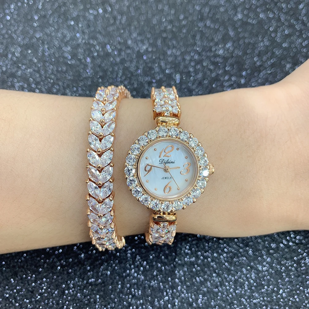 TIRIM Luxury Cubic Zircon Crystal Round Bracelet Long Watch for Wedding&Engagement Charm Dubai Fashion Jewelry New Arrivals
