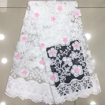 

Latest party dress material with flower tulle cloth French net lace fabric for fashion dress PDN808(5yards/lot)
