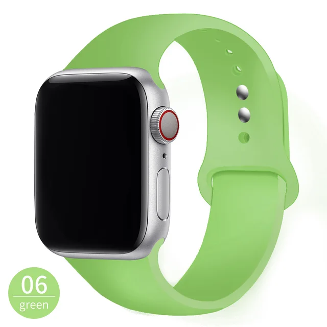Silicone Strap For Apple Watch Band 42mm 45mm 38mm 44mm 40mm Smartwatch Rubber Sports Watchband Bracelet iWatch series 7 6se 5 4 Green