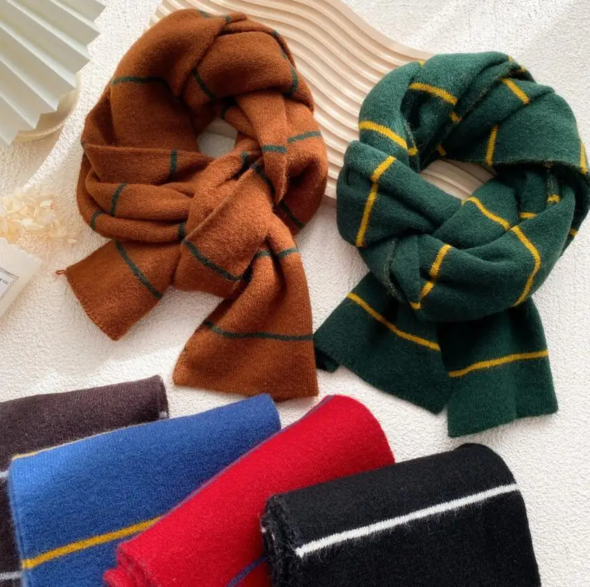 

New Fashion Striped Design Long Knitted Scarf Shawl Women Men Autumn Winter Thick Warm Neck Wrap Scarves 2021