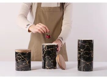 

Decorative bottle ceramic snack storage tank marble grain cereal storage tank food sealed tank