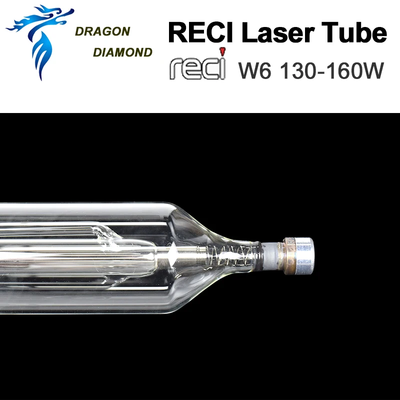 RECI CO2 лазерной трубки W6 130 W стеклянная трубка с металлическим носком Длина 1650 мм для CO2 лазерной гравировки, резки