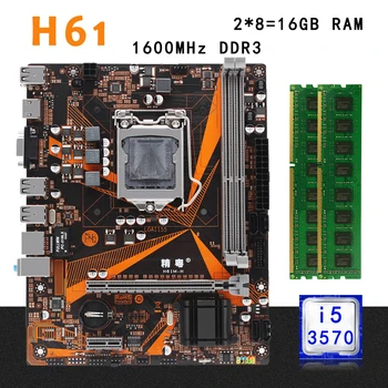 

H61 desktop motherboard set kit H61M-H with Intel I5 3570 LGA1155 processor 16G(2*8G) DDR3 RAM memory Mico-ATX pci-e3.0