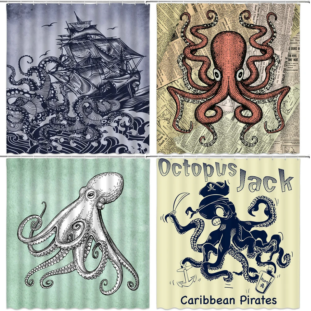 

Ocean Turtle Waterproof Shower Curtain Octopus Home Bathroom Curtains Polyester Fabric Bath Curtain Customized