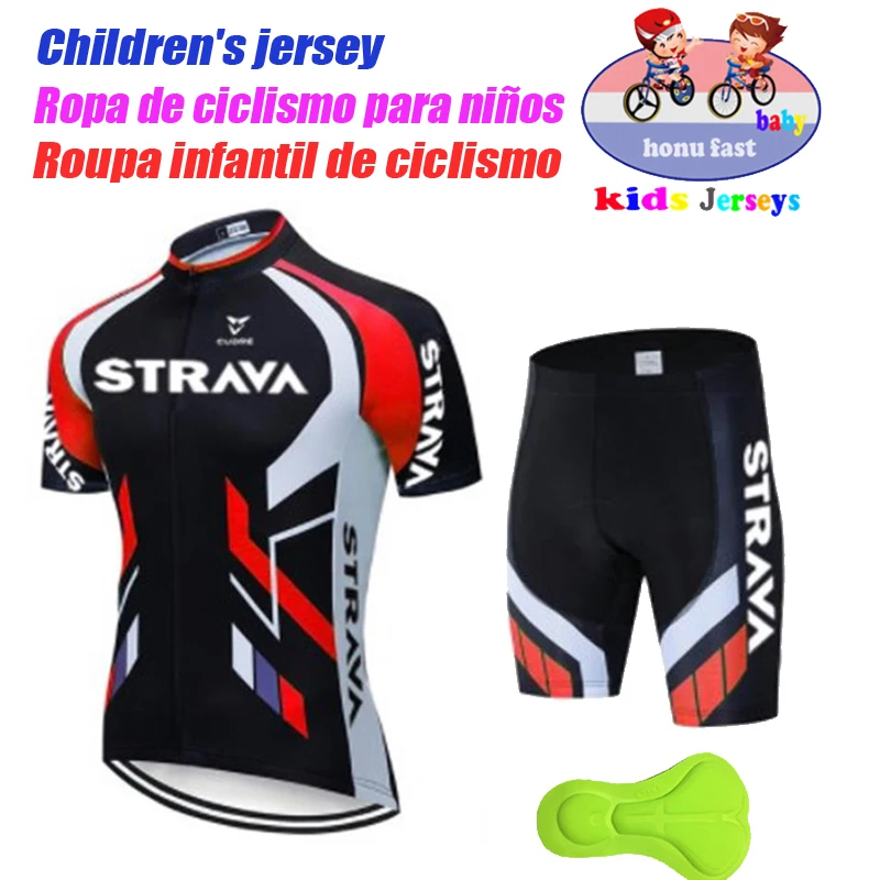 STRAVA Childrens Cycling Clothes 2021 Summer Kids Shorts Jersey Biking Suit Child MTB Children's Wear Equipment | Спорт и