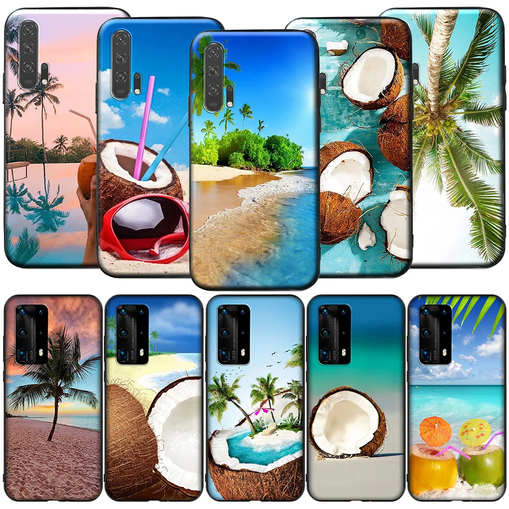 GX54 кокосовый на пляже силиконовый чехол для Huawei P9 P10 P20 P30 P40 Y6 2018 Y7 Y9 Lite Pro Max Prime Mini |
