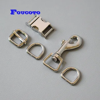 

10 sets nickle metal buckle lobster clasp strap belt clip 15mm buckle D ring dog collar leash rope chain connection snap buckle
