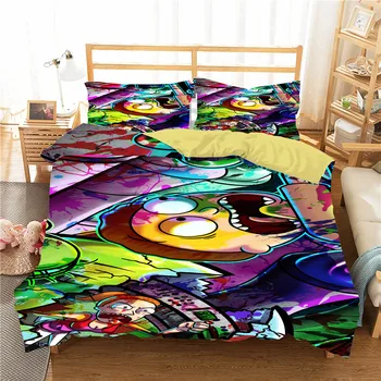 

Winter Soft Bedding Set Comic Figure Multicolor Quilt Cover Kids Room Decor Microfiber Duvet Cover Set with Pillow Sham Single