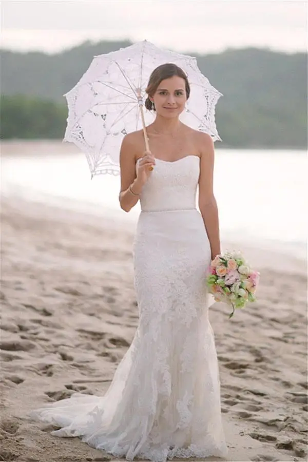 

Robe De Mariee Beach Wedding Dresses Boho 2020 Strapless Lace Wedding Gowns Black Bride Dress With Beaded Sashes Sereia Dress