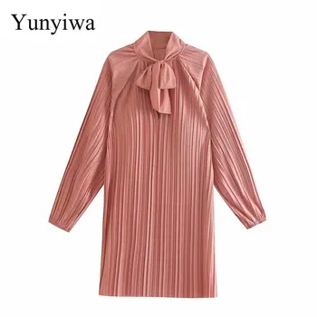 

2020 Women's Long Sleeve Pleated Dress Empire Casual Loose Women Dresses Maxi Dress Elegant Vestidos