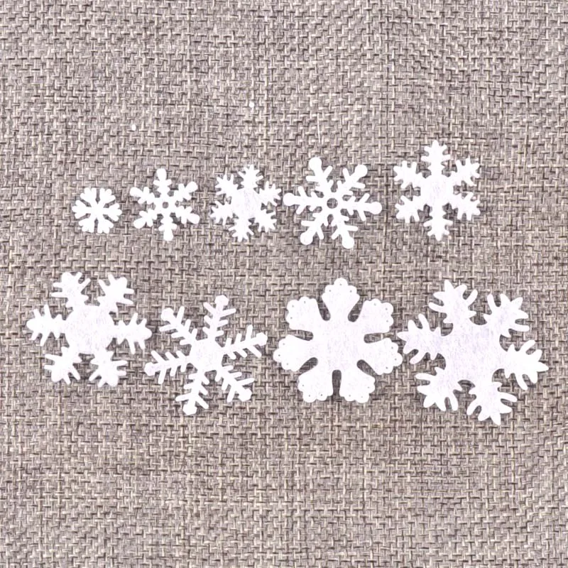 Mix Applique Polyester Felt Artificial Snowflake Patch Sticker 100Pcs/lot DIY Crafts Christmas Decoration