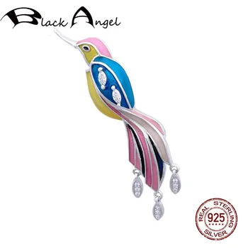 

Colorful Silver Cuckoo Brooch For Women 925 Sterling Silver Chinese Wind Animal Jewelry Handmade Enamel Phoenix Brooches