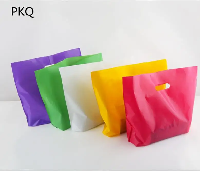 

5pcs Mixed Color Plastic Bag Small Jewelry Packing Bag Large Shopping Bag Custom Gift Bag With Handle Plastic Pouches
