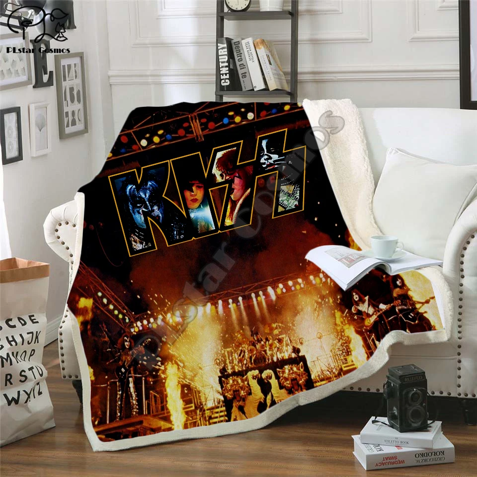 

Plstar Cosmos Band KISS Rock & Roll All Nite Party Blanket 3D print Sherpa Blanket on Bed Home Textiles Dreamlike style-12