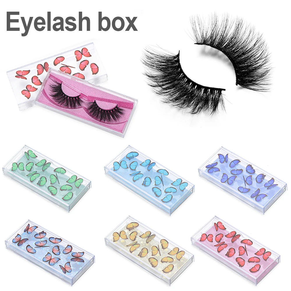 

Women Butterfly False Eyelashes Case with Tray Empty Eye Lashes Packaging Boxes for 3D Mink Lashes Storage Box Reusable