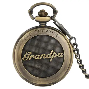 

Retro Bronze Pocket Watch 3D The Greatest Grandpa Script pocket watches for men weomen Fob Watches Unisex Clock Gifts
