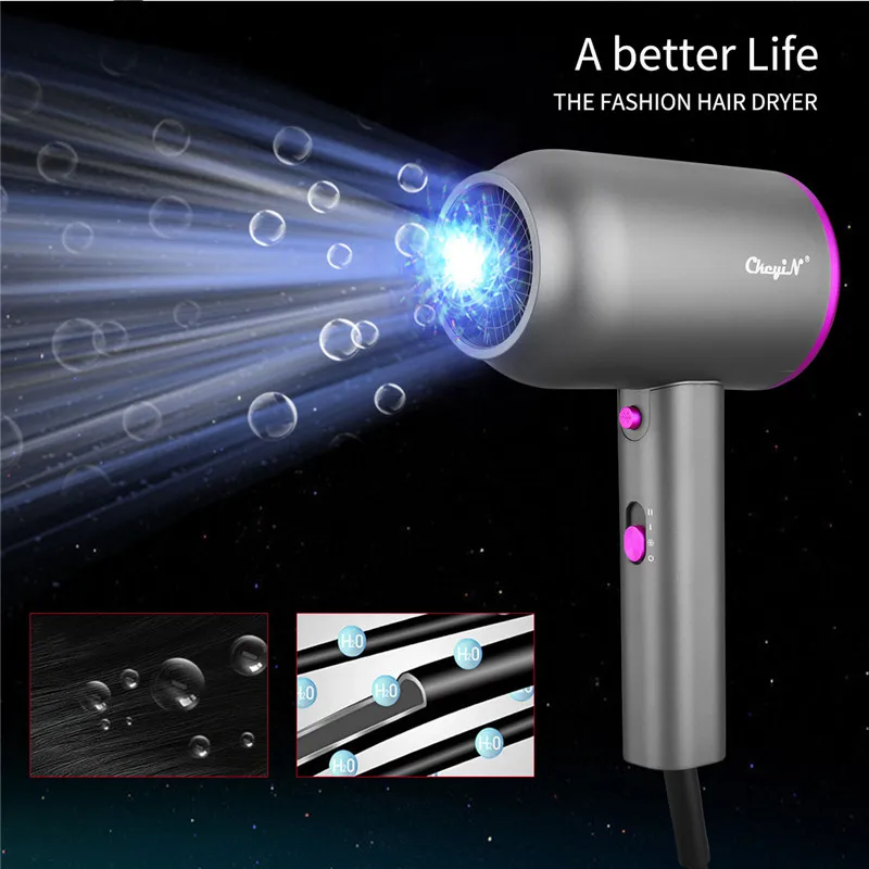 Secador de Cabelo Negativo de Pouco Ajuste de Calor Profissional do Salão de Beleza com 2 Rápido Iônico Peso 1800w 5 de cabelo profissional do salão de beleza com 2 ajuste de calor